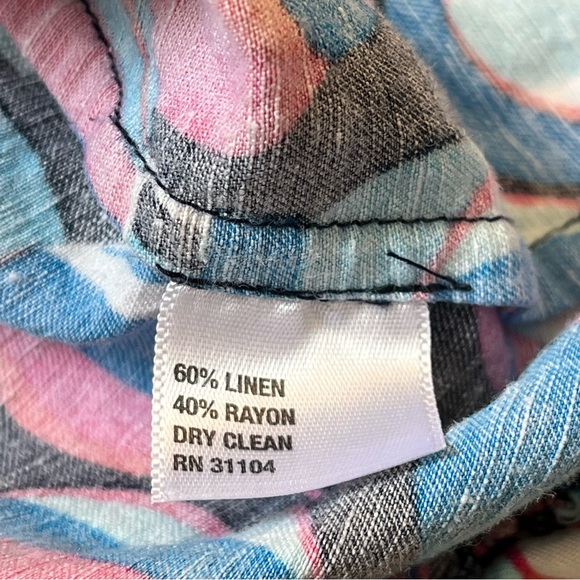 Crown & Ivy Shirt Womens Extra Small Blue Pink Tank Top Linen Blend Balloons - Picture 4 of 8